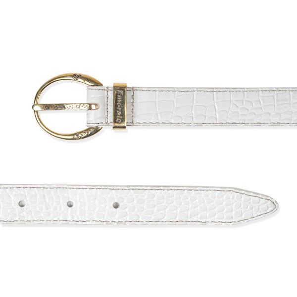 BELT ICON CROCO WHITE GOLD | EMERALE