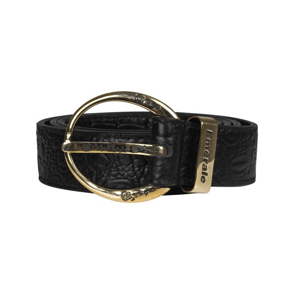 BELT ICON CROCO BLACK GOLD | EMERALE