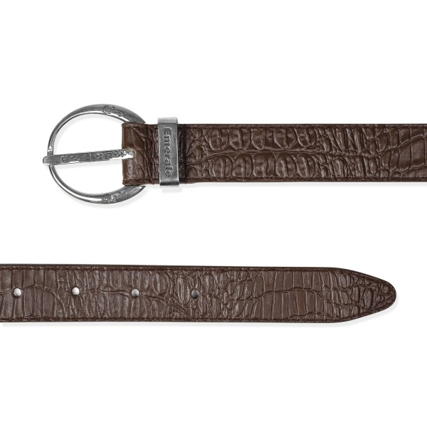 BELT ICON CROCO BROWN SILVER | EMERALE