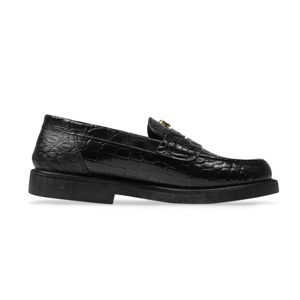 E LOGO PENDANT LOAFERS BLACK | EMERALE