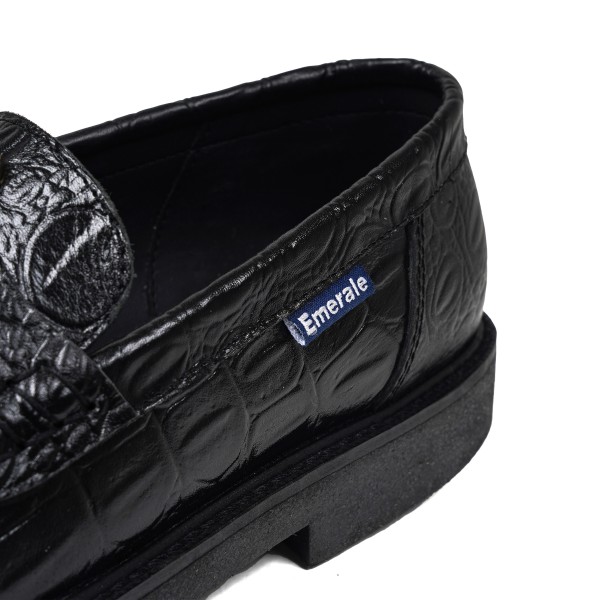 E LOGO PENDANT LOAFERS BLACK | EMERALE