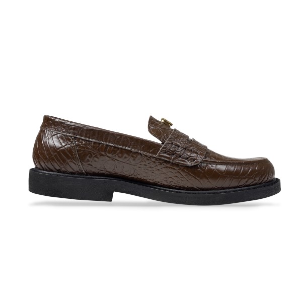 E LOGO PENDANT LOAFERS BROWN | EMERALE